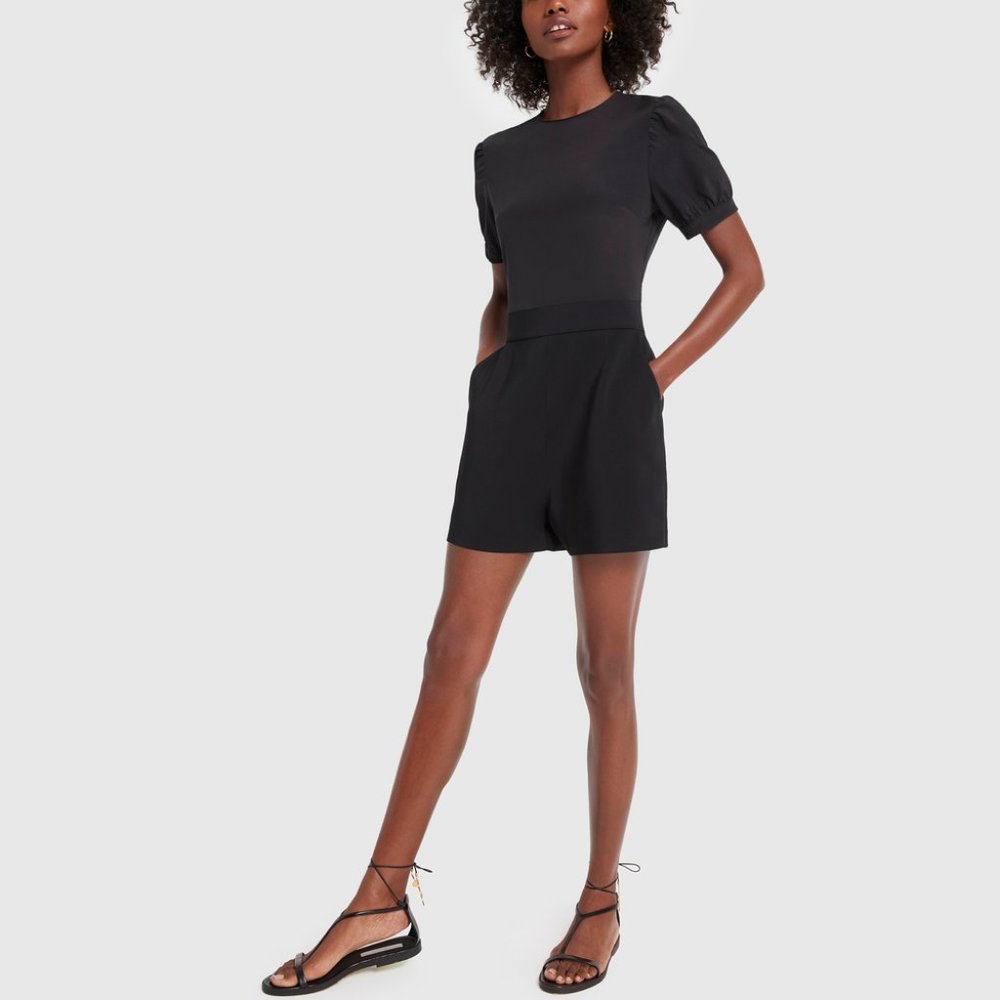 NWOT • goop G. Label • Jamie puff-sleeve‎ romper • size 4